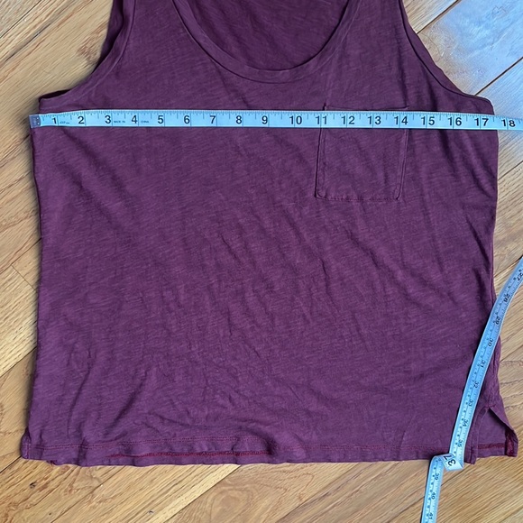 EUC Madewell Slub Knit Scoopneck Maroon pocket Tank Size M - Picture 6 of 8